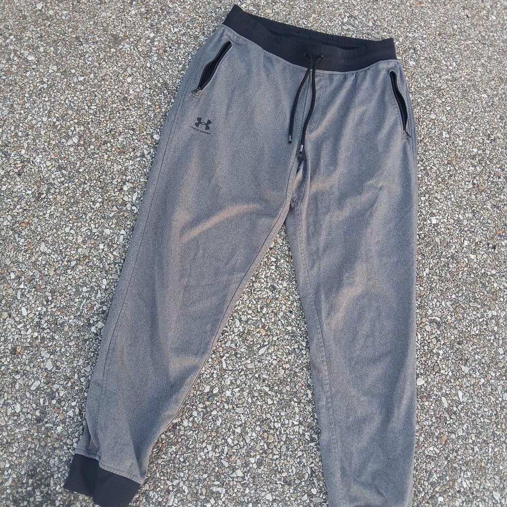 Under Armour Sweatpants Mens Large Gray ColdGear Fleece Joggers Elastic Waist